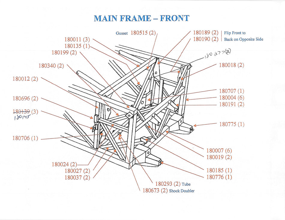 Front Frame Assembly, with Steering Mounts