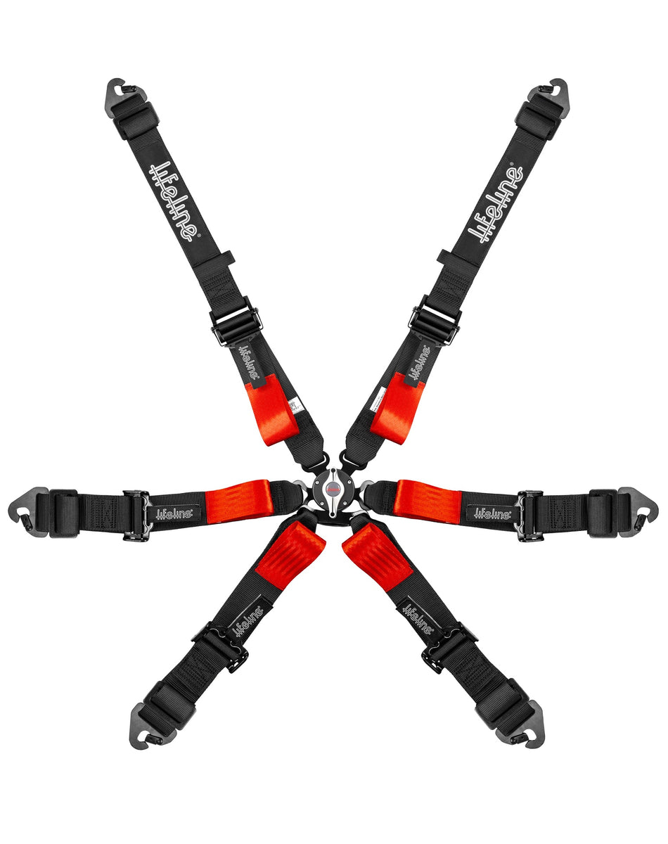 Woodcote Apex 6 pt FIA 2 inch Pull Up Harness Set (BLACK